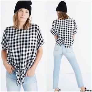 Madewell Checkered Tie-Front Blouse